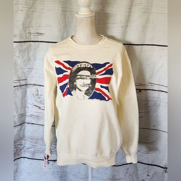 People of Leisure Upcycled God Save The Queen Sex Pistols Sweatshirt NWT - Picture 1 of 5